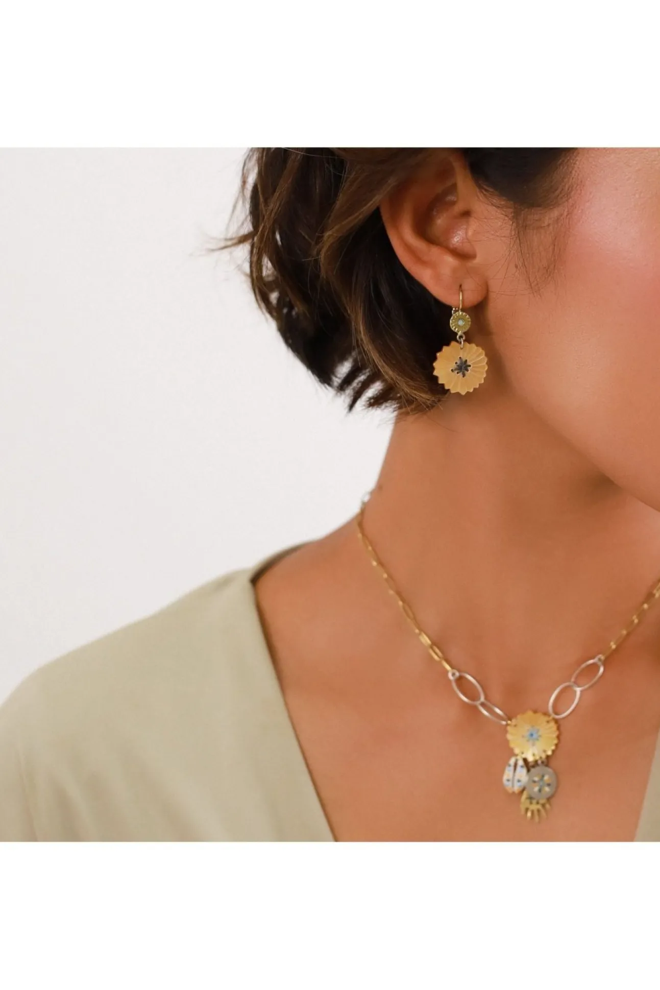 Women Elka London Justine Flower Dangle French Hooks