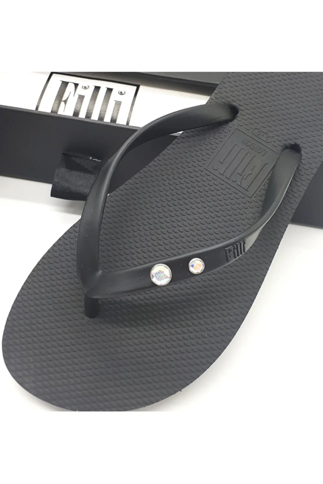 Women Filli London Aurora Crystal Duo Luxury Flip Flops