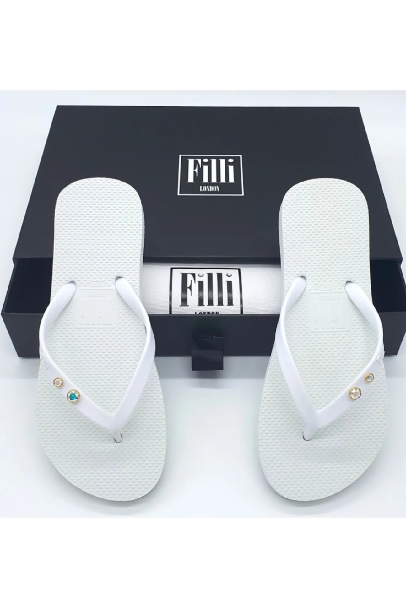 Women Filli London Aurora Crystal Duo Luxury Flip Flops