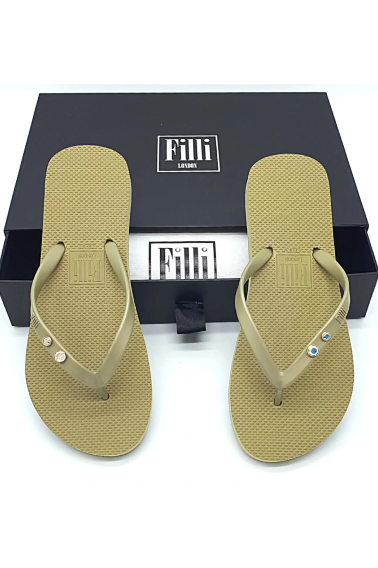 Women Filli London Aurora Crystal Duo Luxury Flip Flops