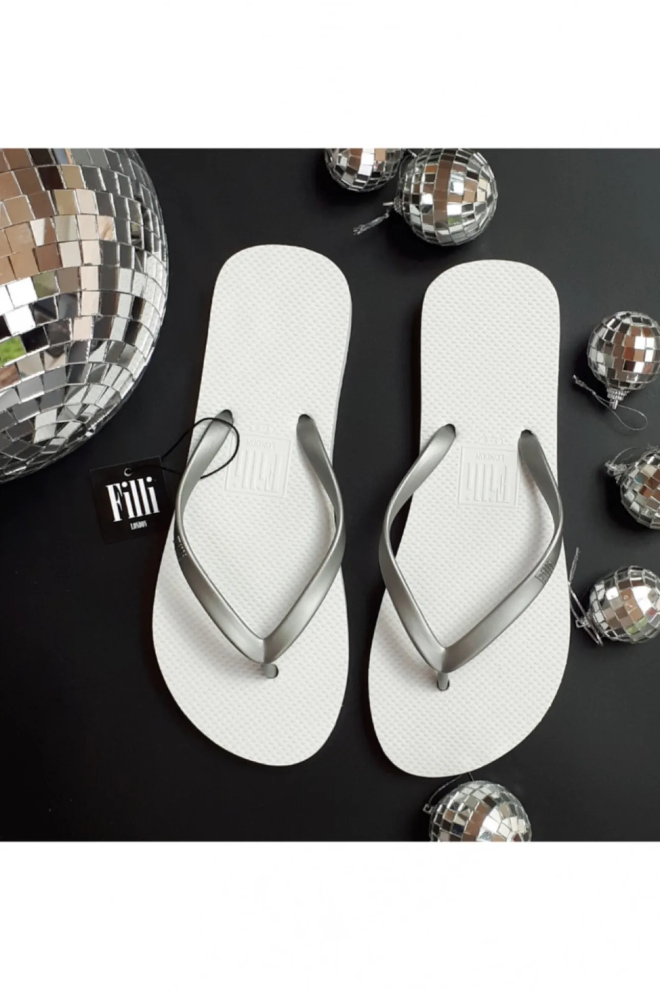Women Filli London Naked Flip Flops - Silver On