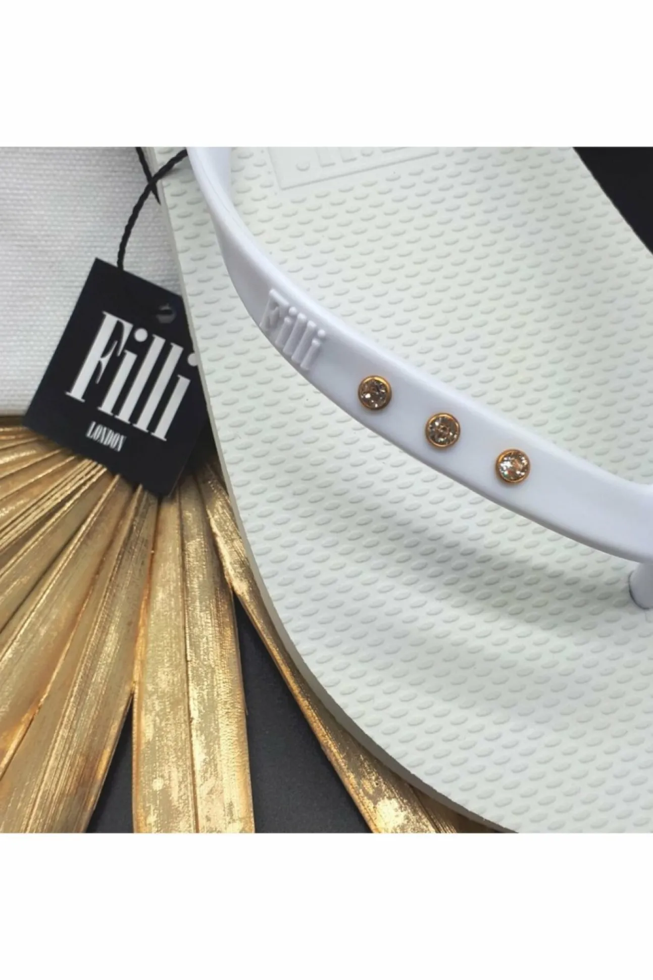 Women Filli London St Tropez Crystal Flip Flops