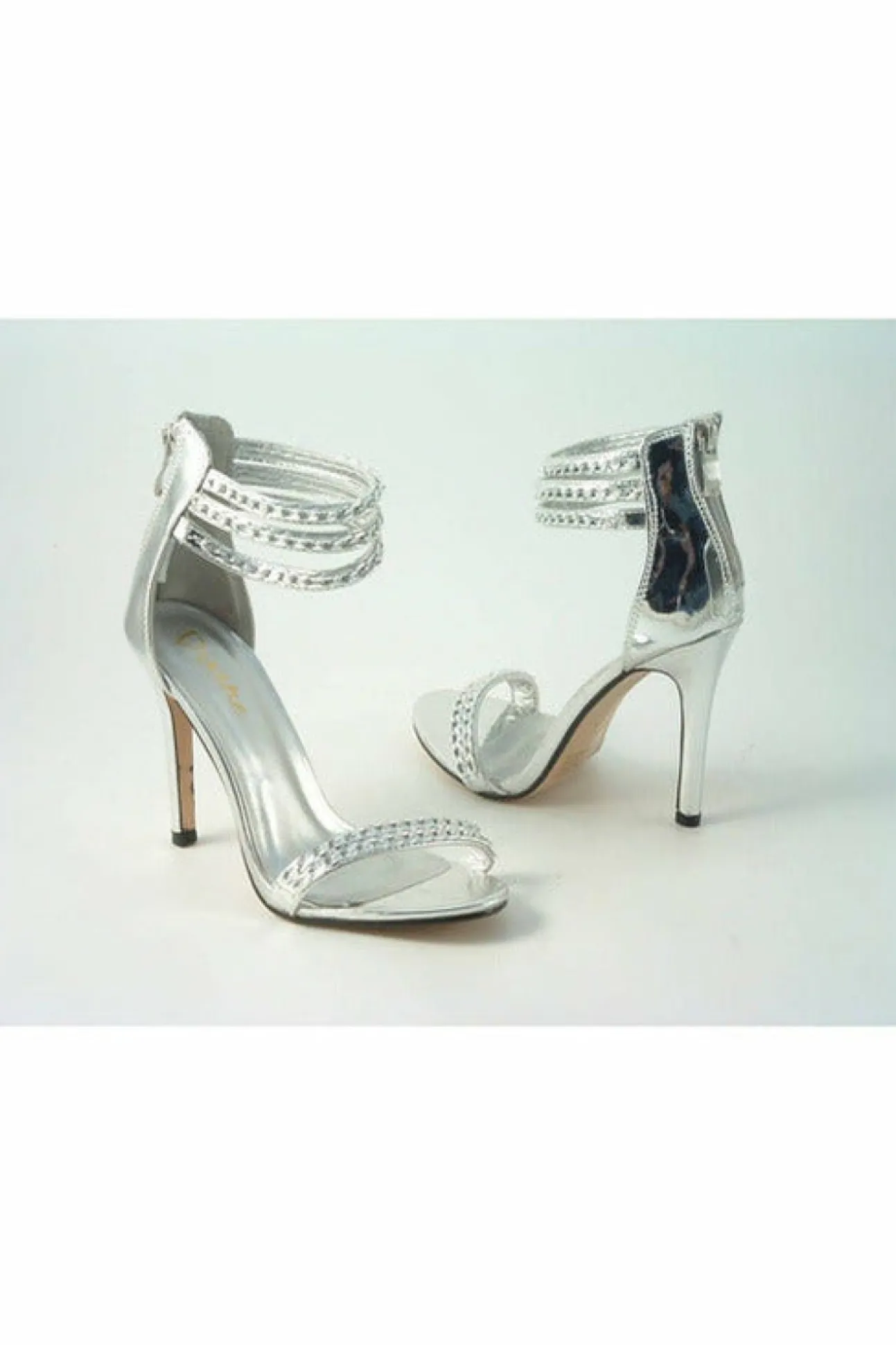 Women Glitz Shoes Cassidy Metallic Chain Barely High Heel Sandal