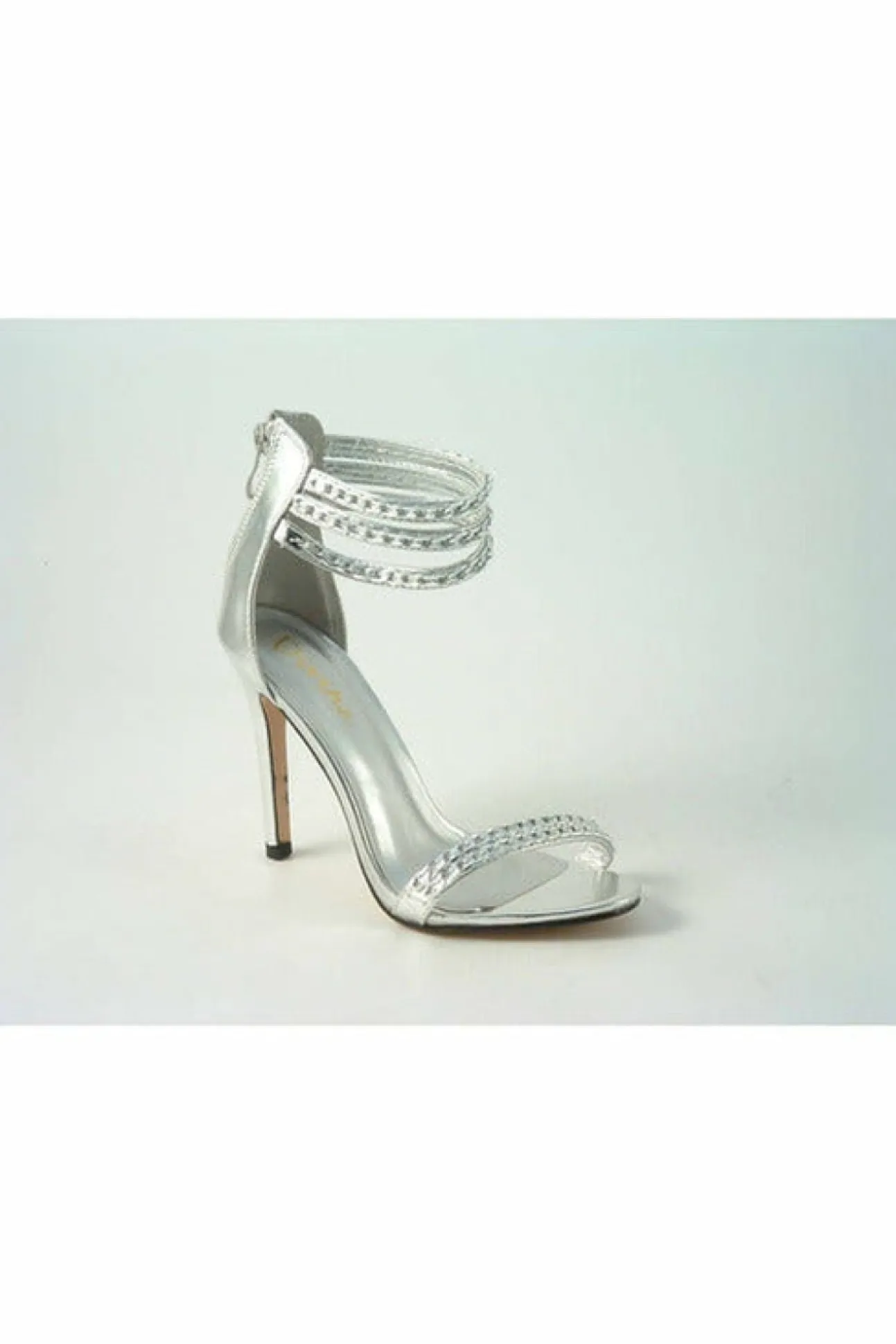 Women Glitz Shoes Cassidy Metallic Chain Barely High Heel Sandal