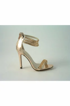 Women Glitz Shoes Cassidy Metallic Chain Barely High Heel Sandal