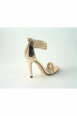 Women Glitz Shoes Cassidy Metallic Chain Barely High Heel Sandal