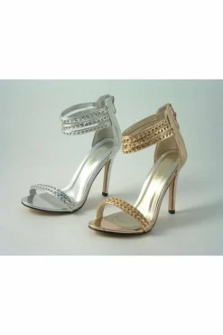 Women Glitz Shoes Cassidy Metallic Chain Barely High Heel Sandal