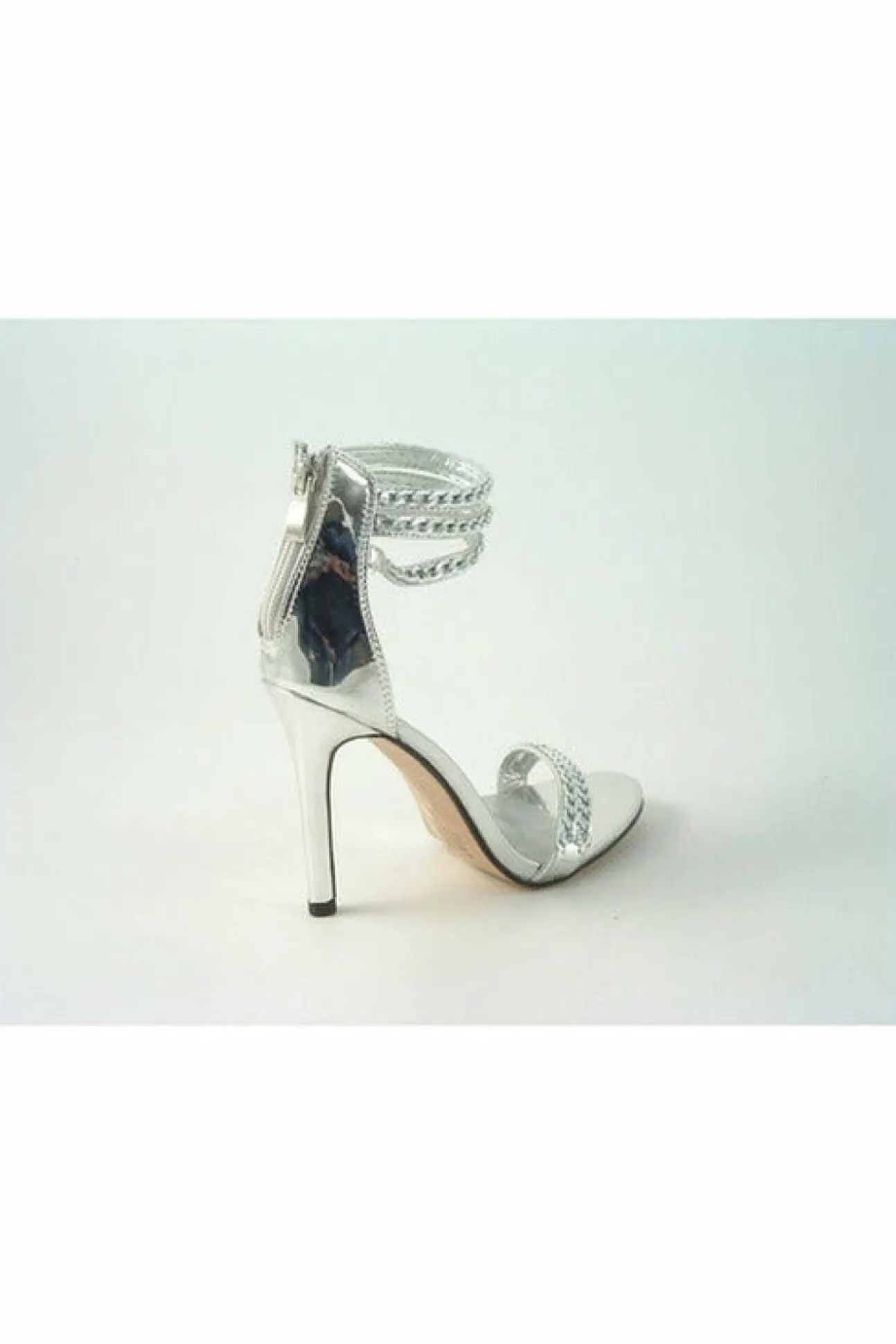 Women Glitz Shoes Cassidy Metallic Chain Barely High Heel Sandal