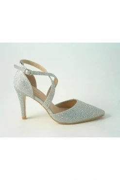 Women Glitz Shoes Clora Sabatine Diamante Strapped Court Shoe
