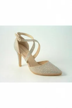 Women Glitz Shoes Clora Sabatine Diamante Strapped Court Shoe