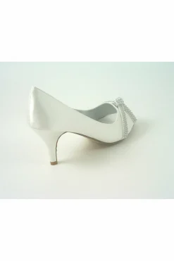 Women Glitz Shoes Diamante Metallic Peep Toe Court Shoe