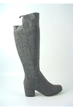 Women Glitz Shoes Divine 1717 Monty Metallic Panel Tall Boots