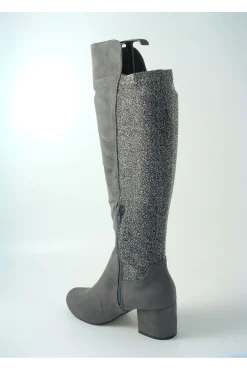 Women Glitz Shoes Divine 1717 Monty Metallic Panel Tall Boots