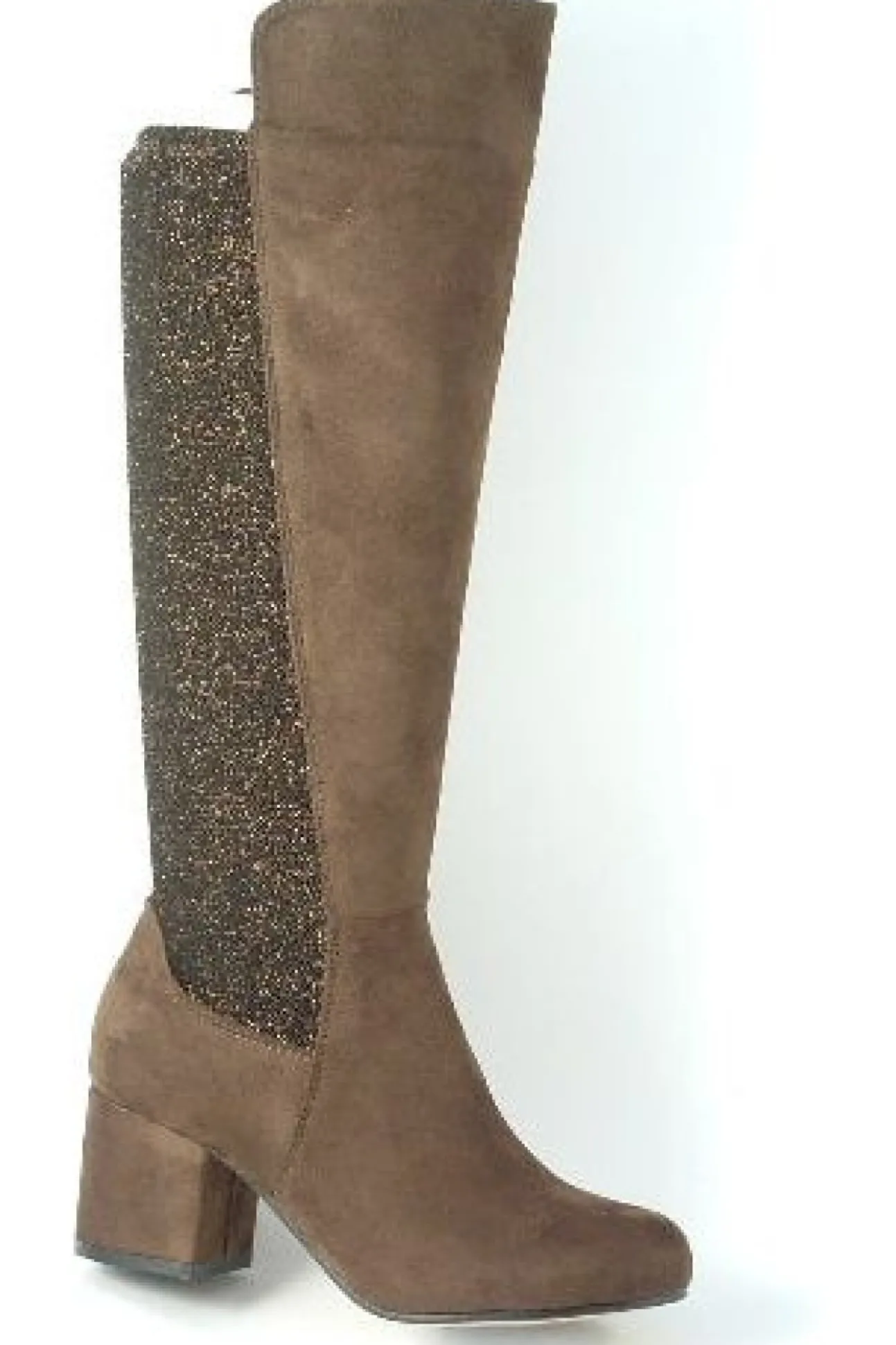 Women Glitz Shoes Divine 1717 Monty Metallic Panel Tall Boots