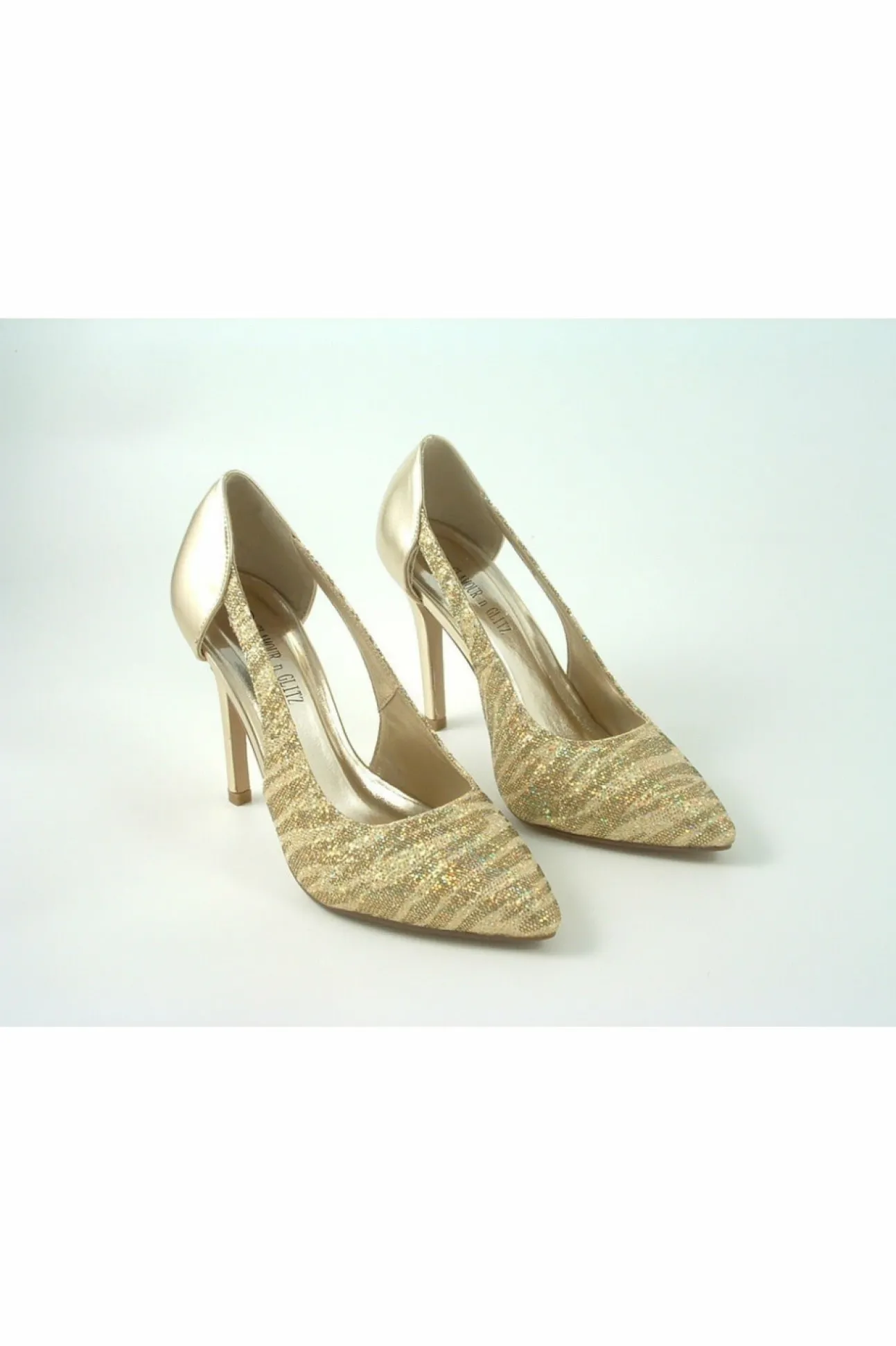 Women Glitz Shoes Glimmer Glamour N Glitz Metallic Open Side Shoe