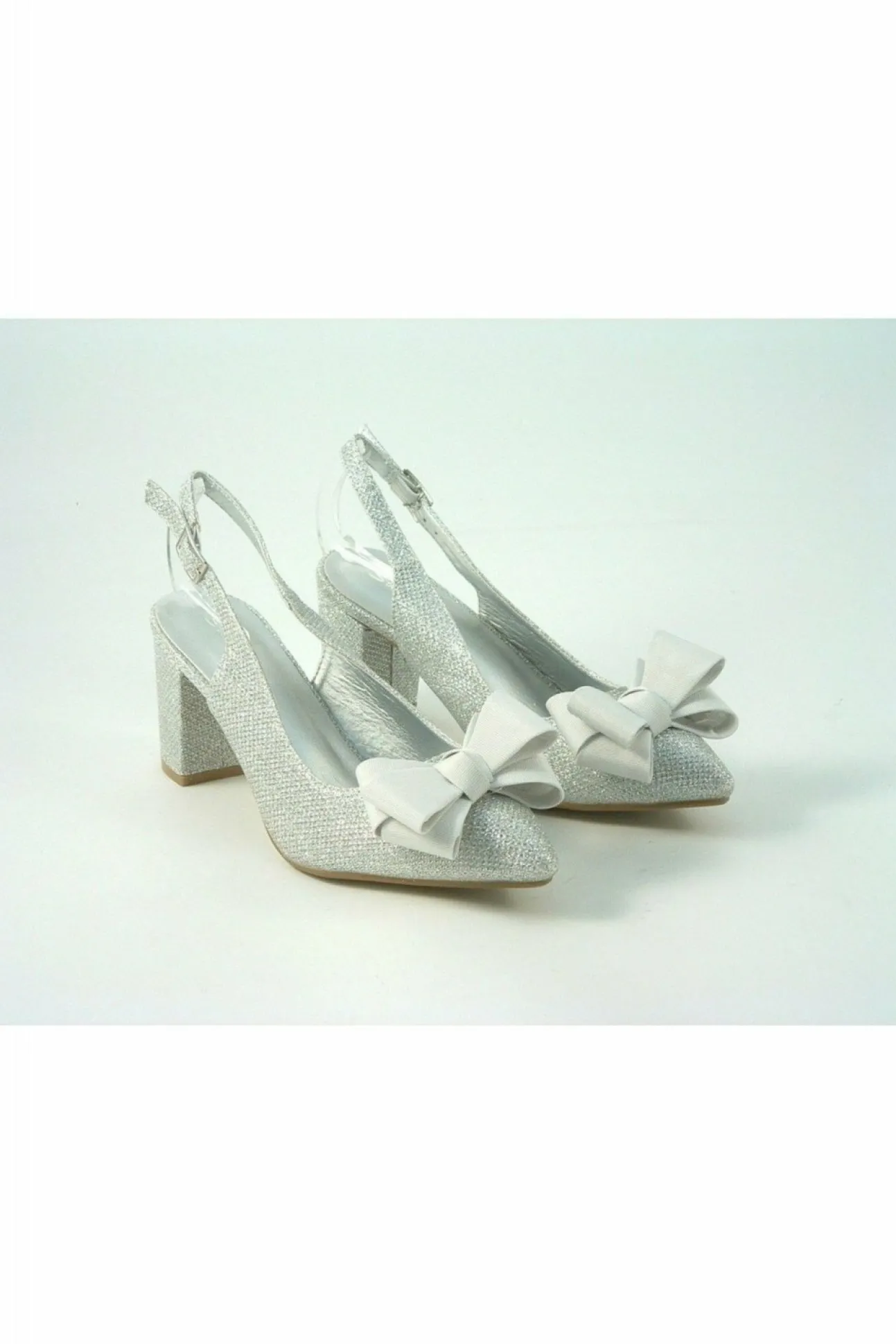 Women Glitz Shoes Glitter Bowed Sling Back Court Shoe