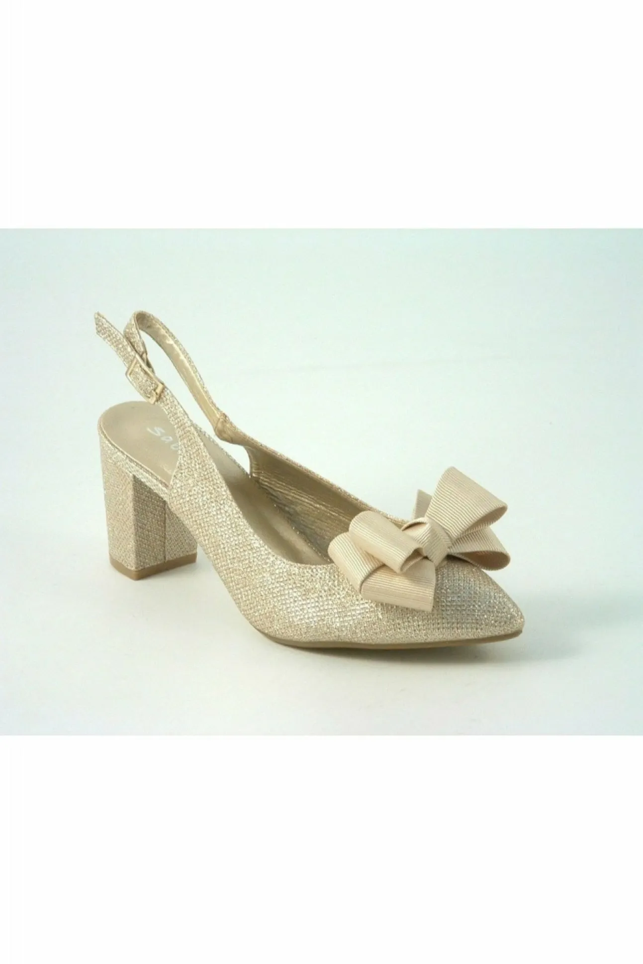 Women Glitz Shoes Glitter Bowed Sling Back Court Shoe