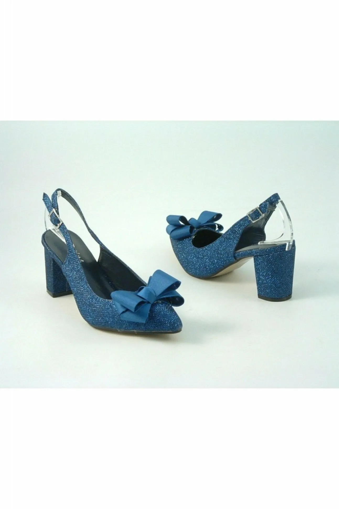 Women Glitz Shoes Glitter Bowed Sling Back Court Shoe