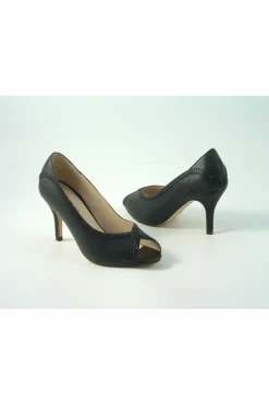 Women Glitz Shoes Kylo Diamante Metallic Peep Toe Court Shoe