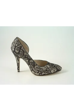 Women Glitz Shoes Lace/Satin Open Waist High Heel Court Shoe