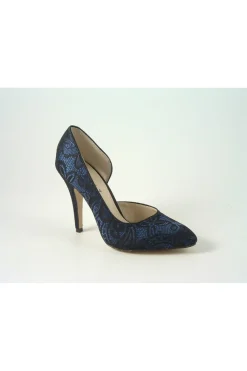 Women Glitz Shoes Lace/Satin Open Waist High Heel Court Shoe