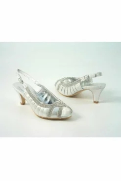 Women Glitz Shoes Leona Sabatine Diamante Metallic Peep Toe Shoe