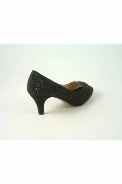 Women Glitz Shoes Margo Glitter Diamante Mid Heel Peep Toe Shoe