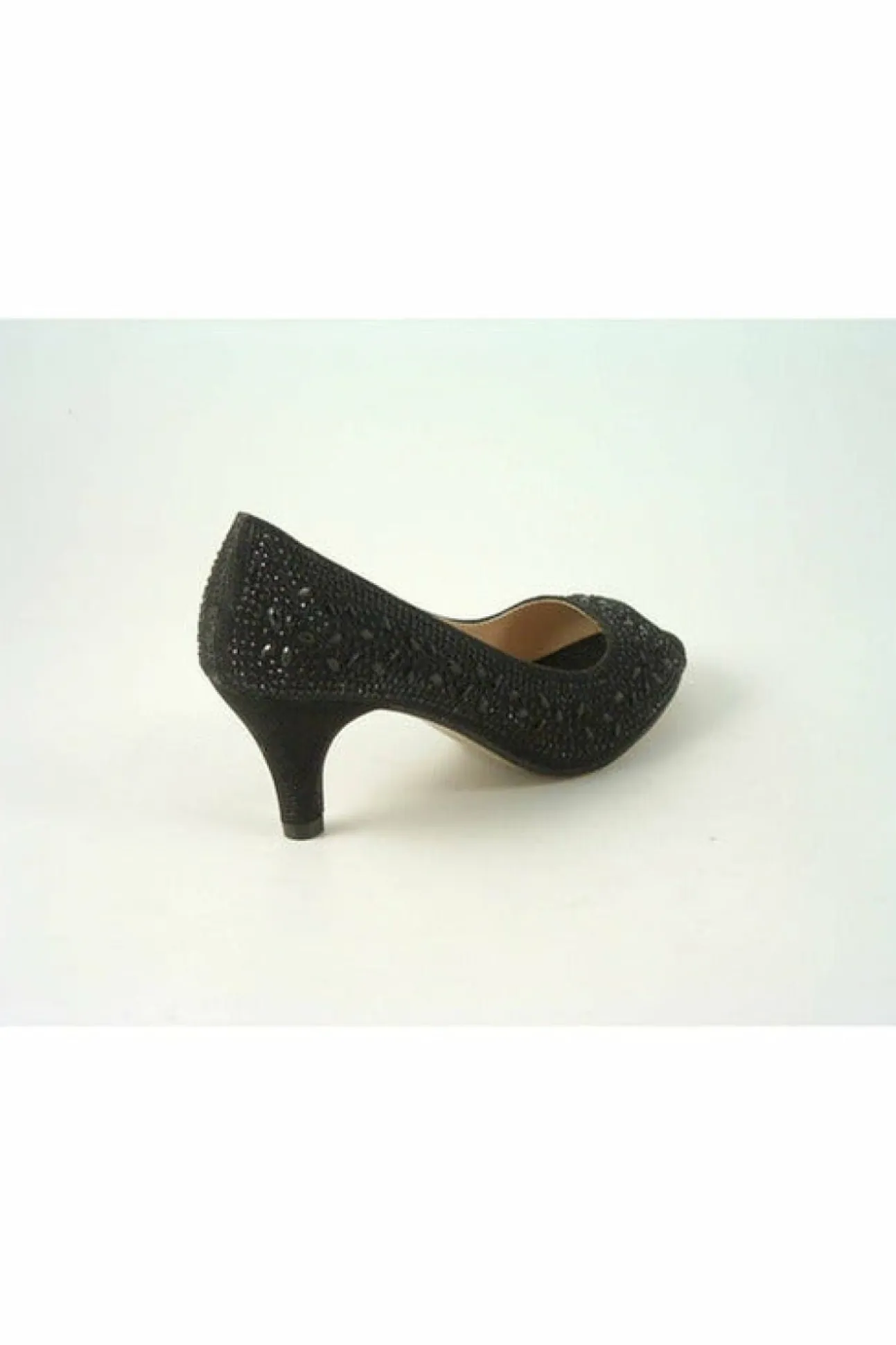 Women Glitz Shoes Margo Glitter Diamante Mid Heel Peep Toe Shoe