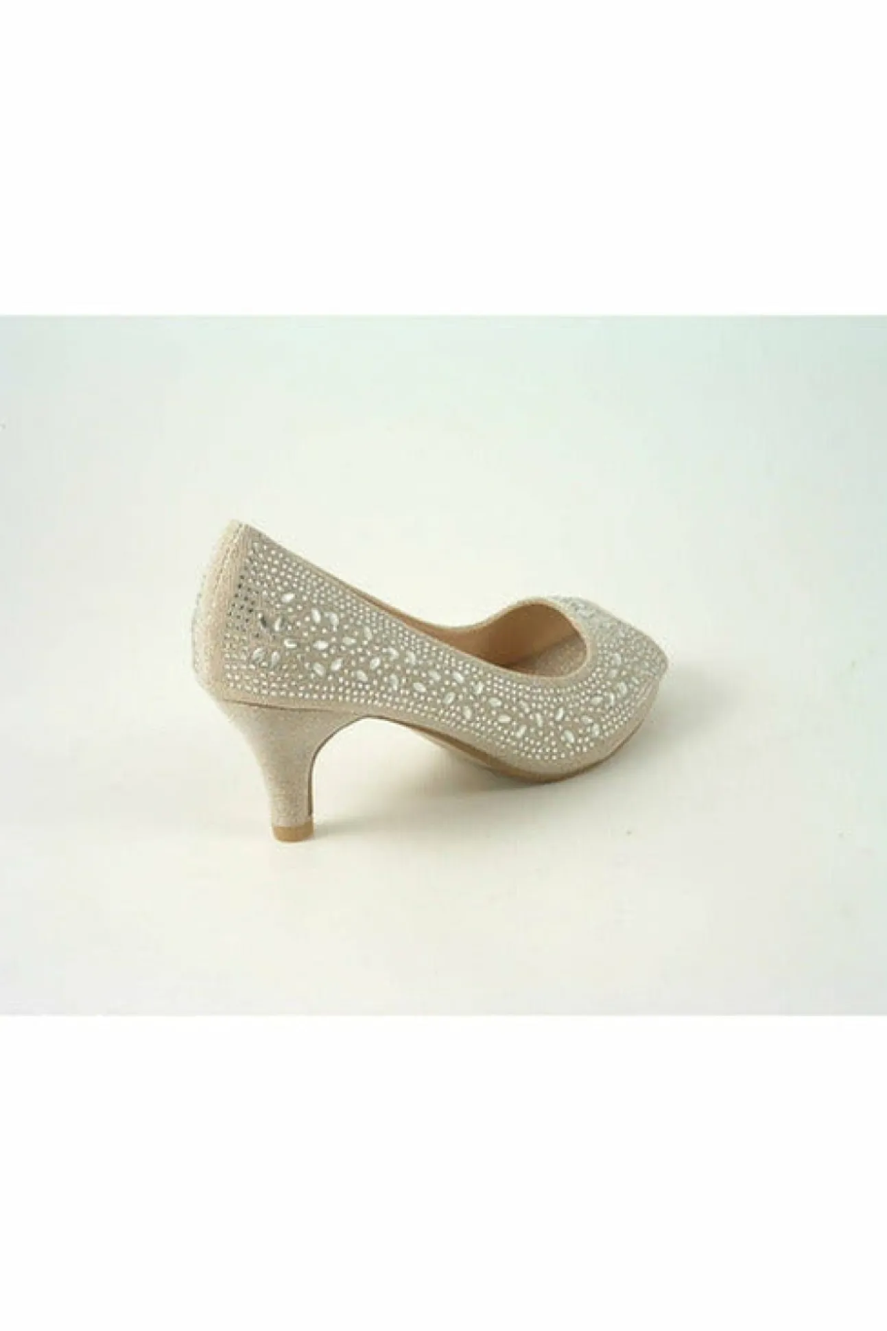 Women Glitz Shoes Margo Glitter Diamante Mid Heel Peep Toe Shoe
