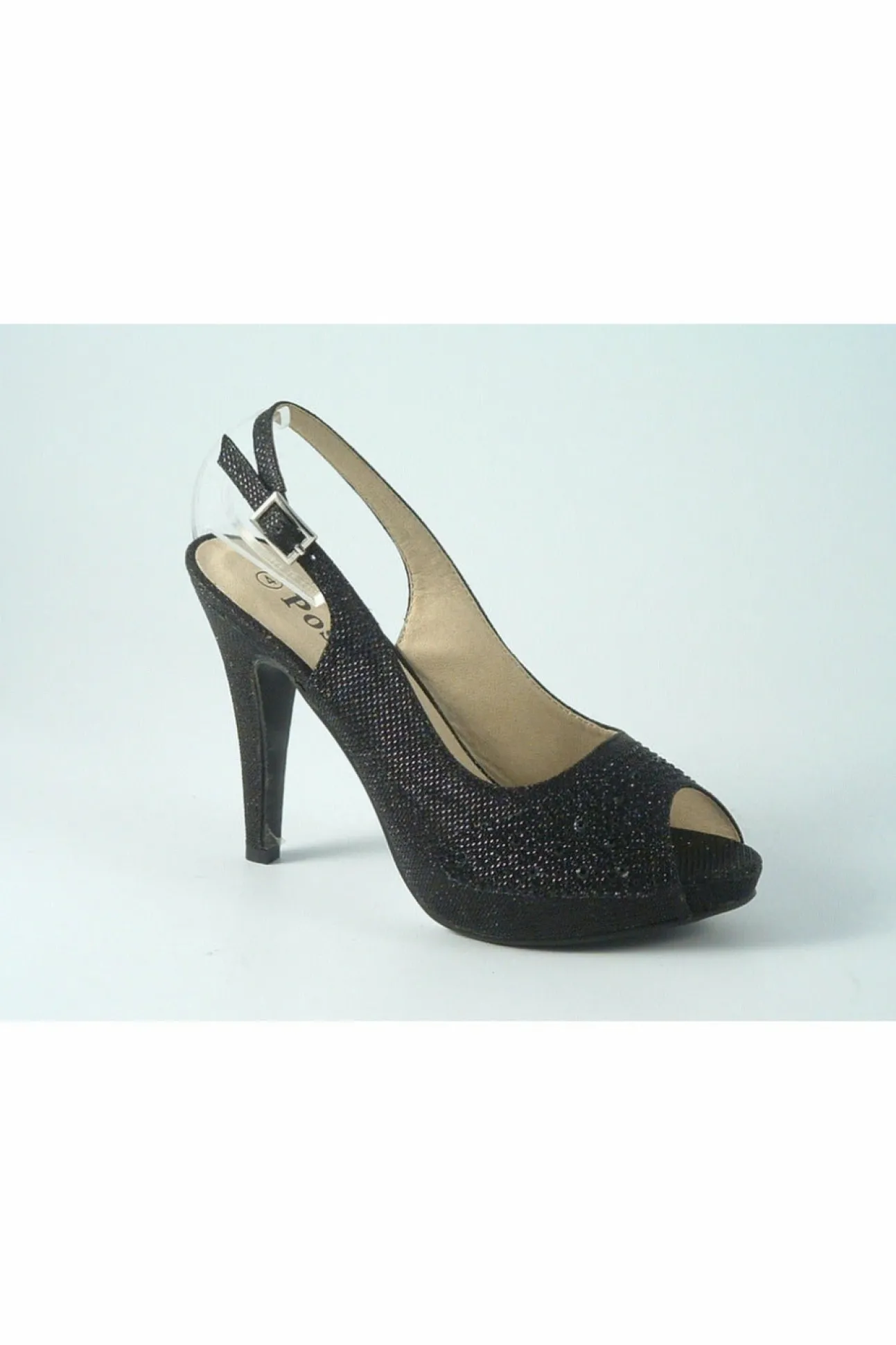 Women Glitz Shoes Posh ‘Jess' Peep Toe Court Shoe