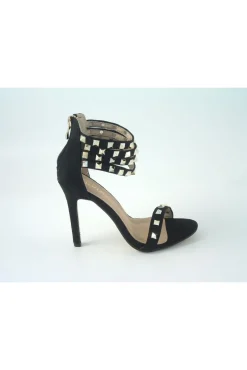 Women Glitz Shoes Rockstar Studded Strap Heeled Sandal