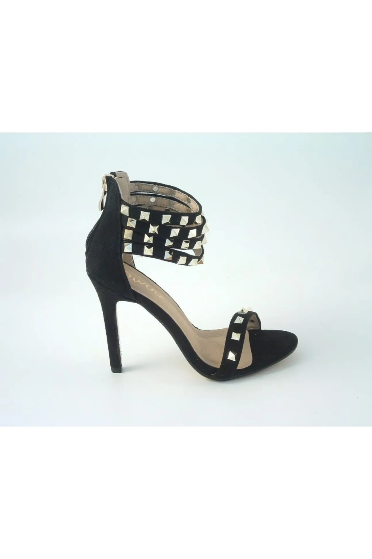 Women Glitz Shoes Rockstar Studded Strap Heeled Sandal