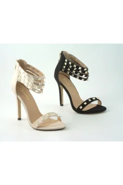 Women Glitz Shoes Rockstar Studded Strap Heeled Sandal