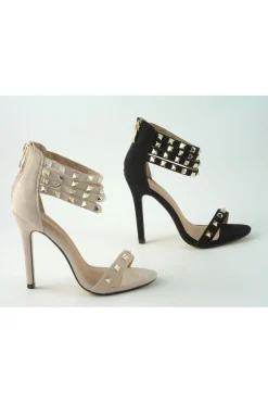Women Glitz Shoes Rockstar Studded Strap Heeled Sandal
