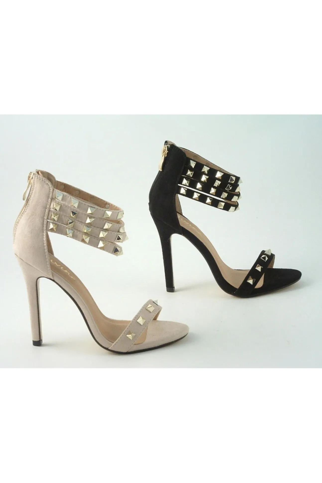 Women Glitz Shoes Rockstar Studded Strap Heeled Sandal