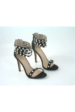 Women Glitz Shoes Rockstar Studded Strap Heeled Sandal