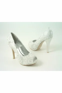Women Glitz Shoes Sabatine Coco Peep Toe Shoe White Silver