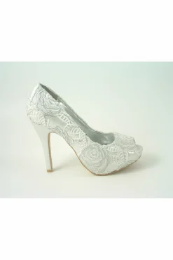 Women Glitz Shoes Sabatine Coco Peep Toe Shoe White Silver