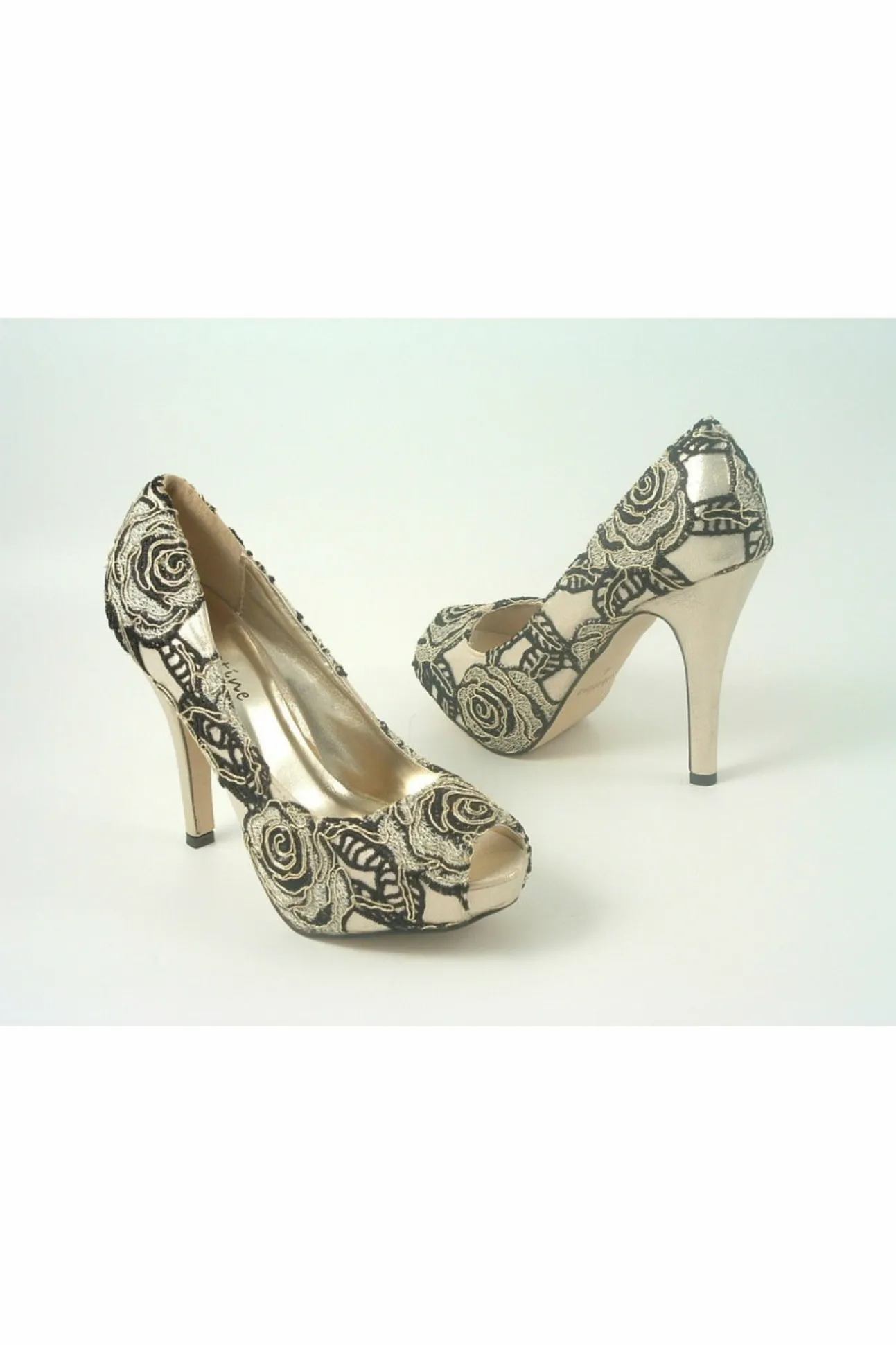 Women Glitz Shoes Sabatine Coco Peep Toe Platform Shoe Gold Black