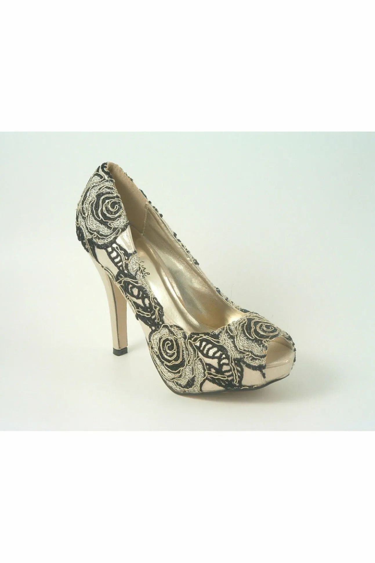 Women Glitz Shoes Sabatine Coco Peep Toe Platform Shoe Gold Black
