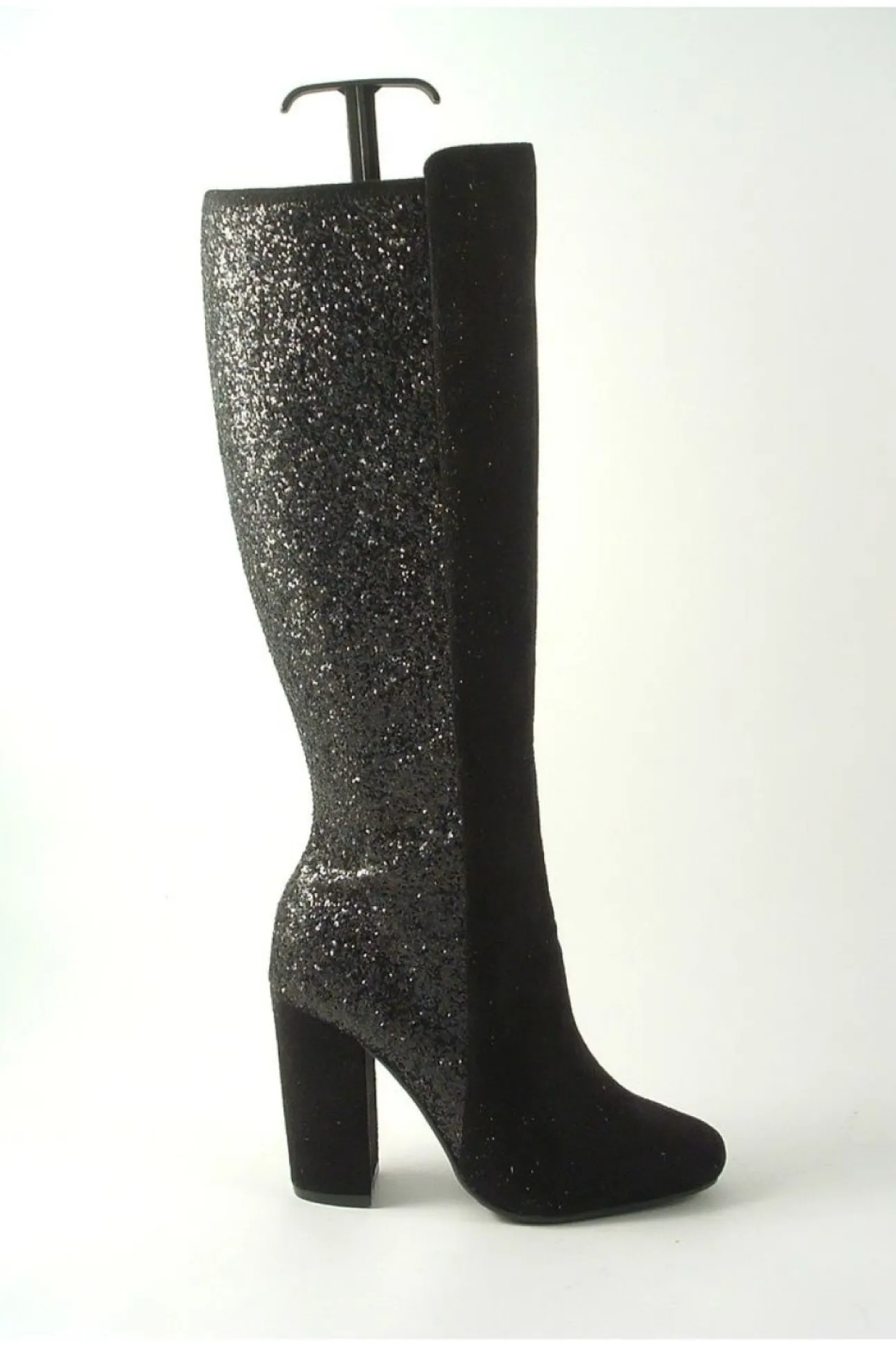 Women Glitz Shoes Tall Glitter Panel High Heeled Boots