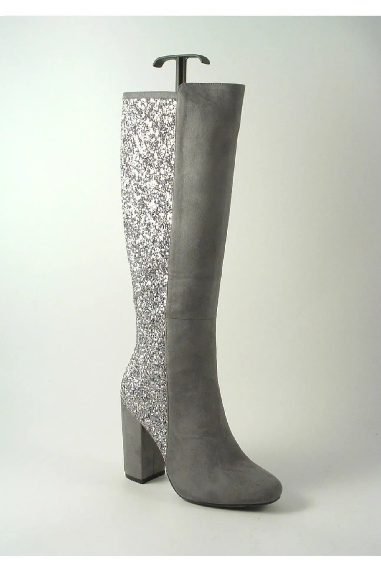 Women Glitz Shoes Tall Glitter Panel High Heeled Boots