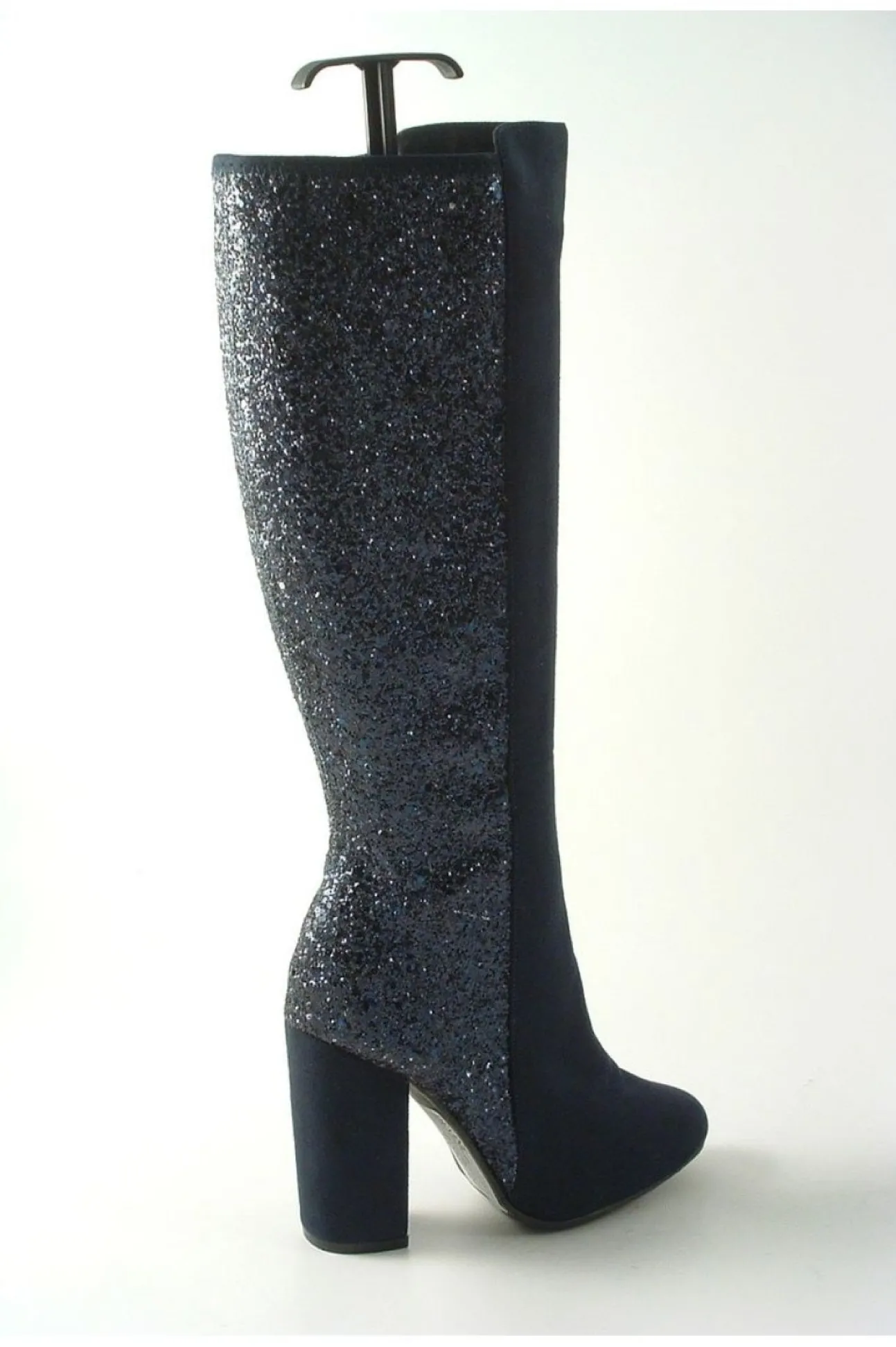 Women Glitz Shoes Tall Glitter Panel High Heeled Boots