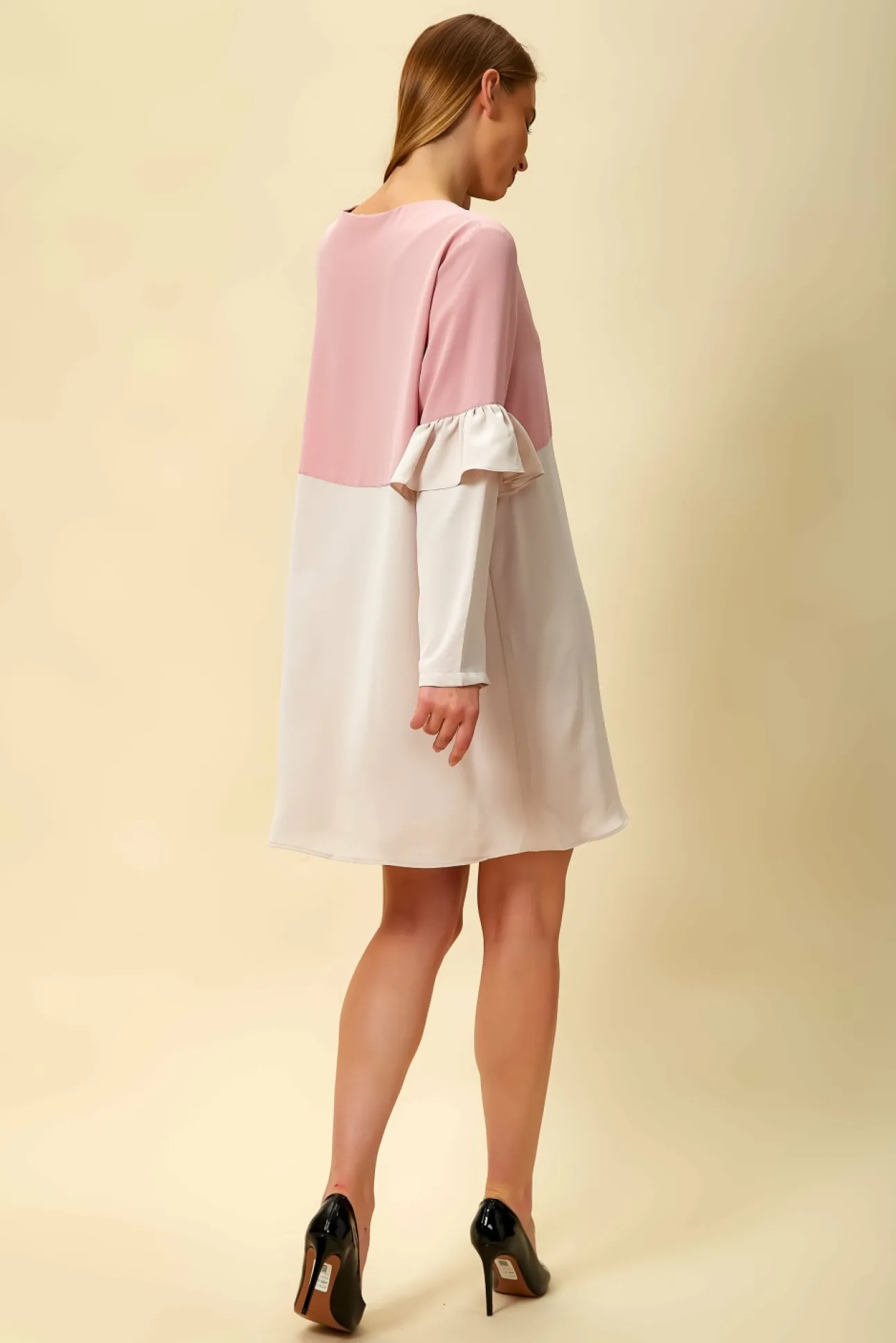 Women Hoxton Gal Colour Block Top With Frill Sleeve White Blossom