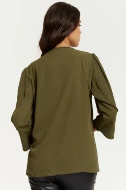 Women Hoxton Gal Long Sleeves Detailed Cuff Blouse With V Neck
