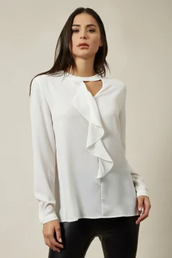 Women Hoxton Gal Oversize Top Ruffle Front Relax Fit Blouse