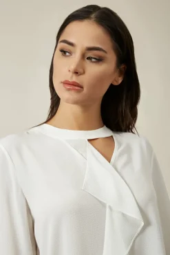 Women Hoxton Gal Oversize Top Ruffle Front Relax Fit Blouse