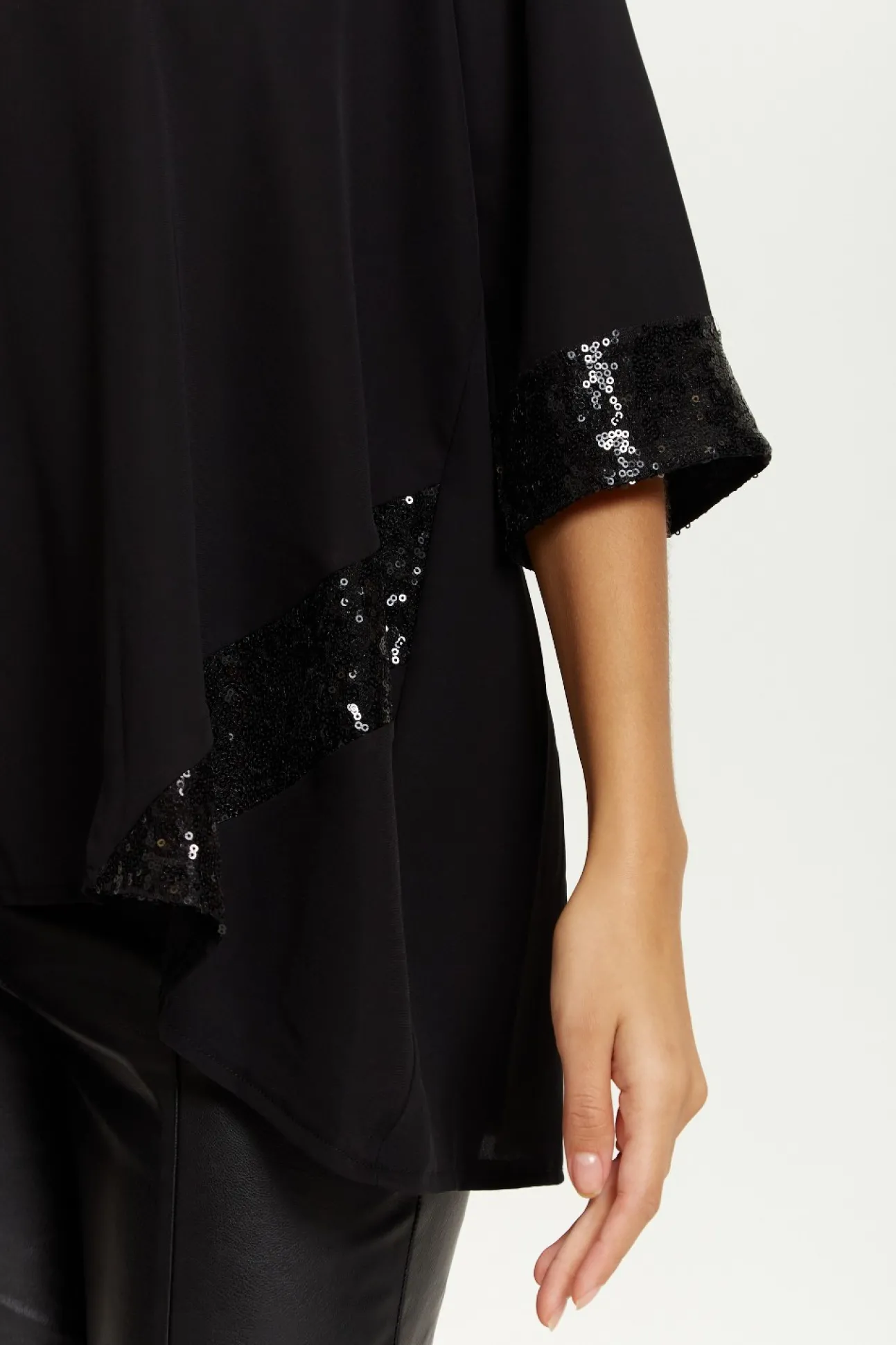 Women Hoxton Gal Oversize V Neck Sequin Detail Satin Top