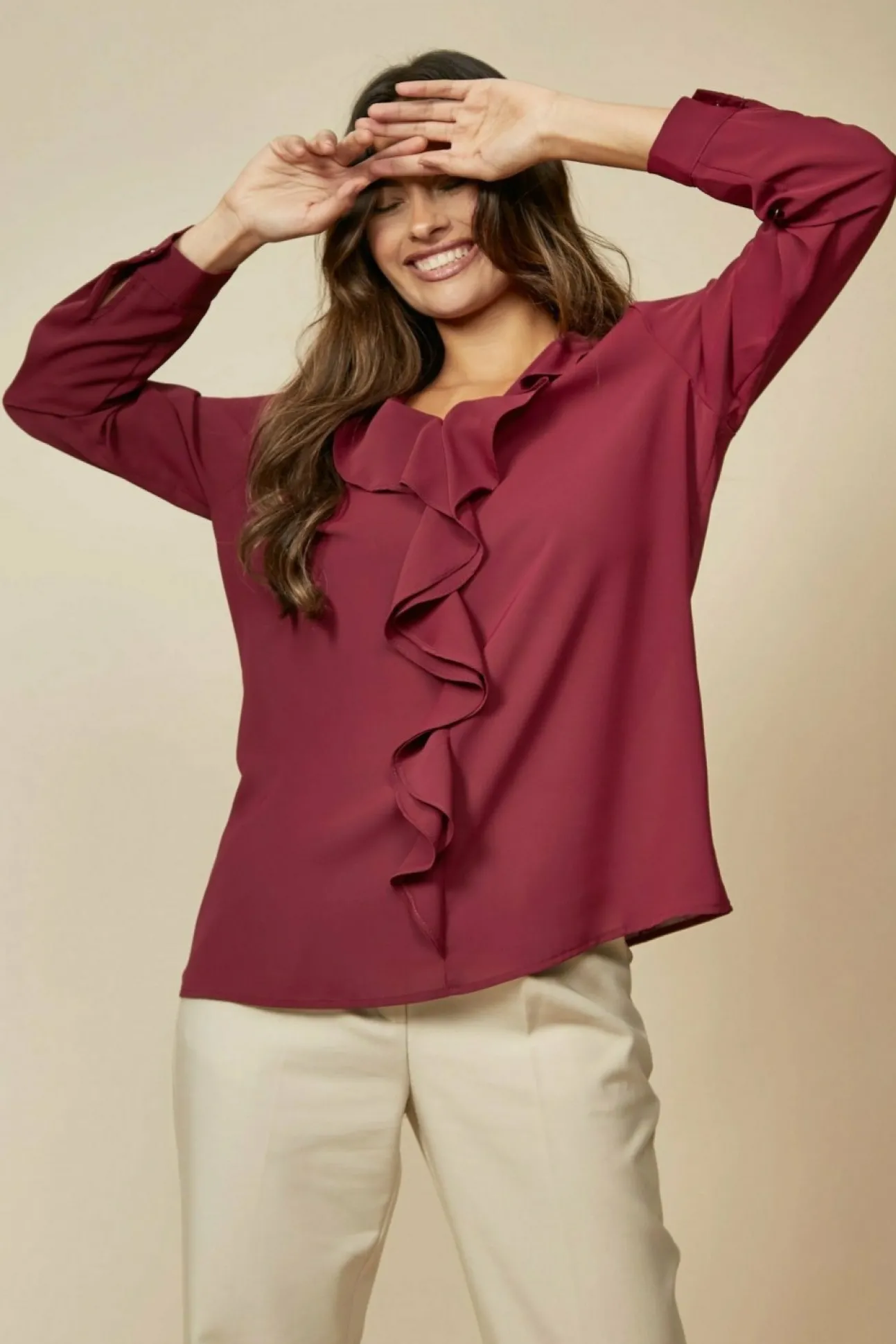 Women Hoxton Gal Oversized Top With Frilled Front