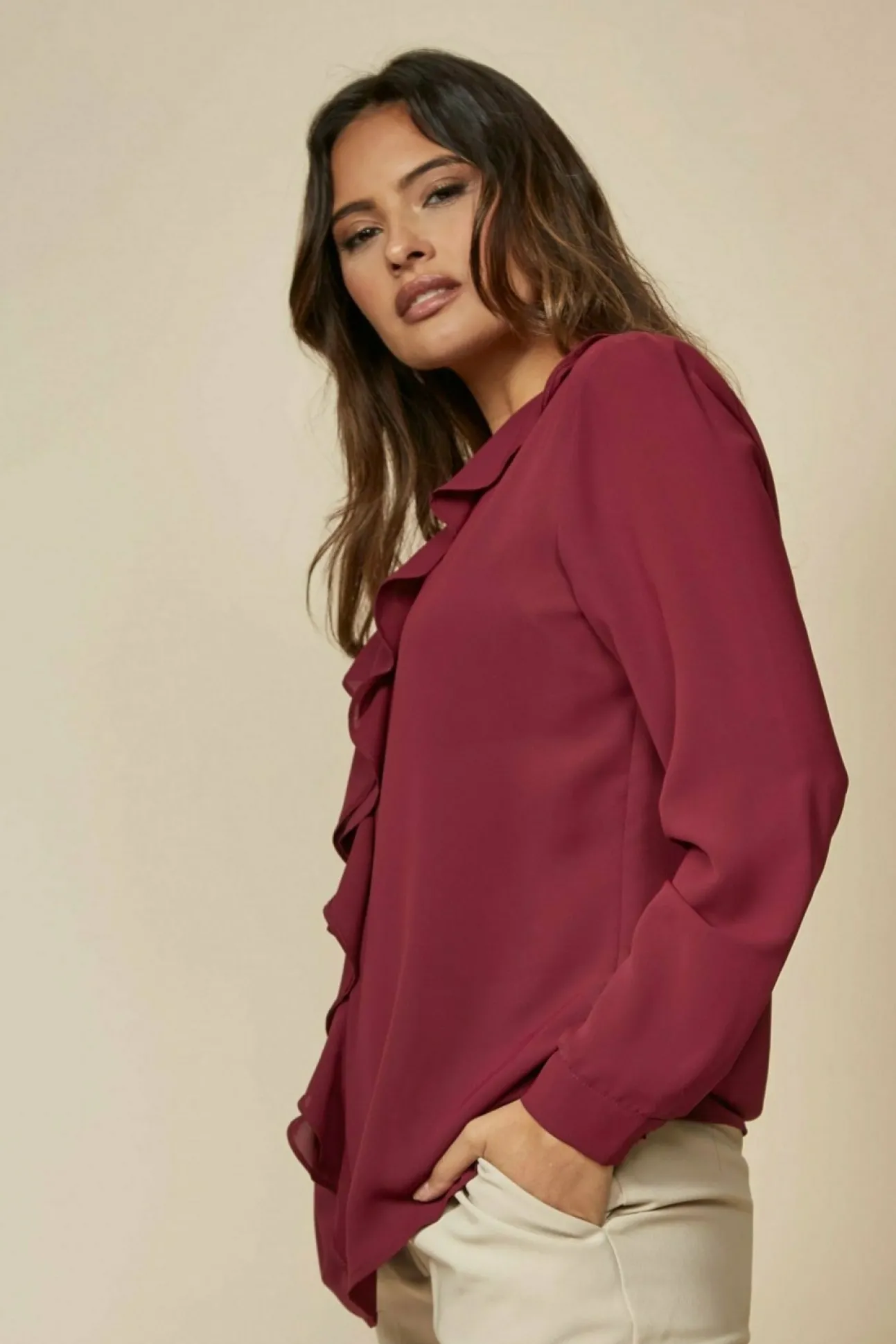 Women Hoxton Gal Oversized Top With Frilled Front
